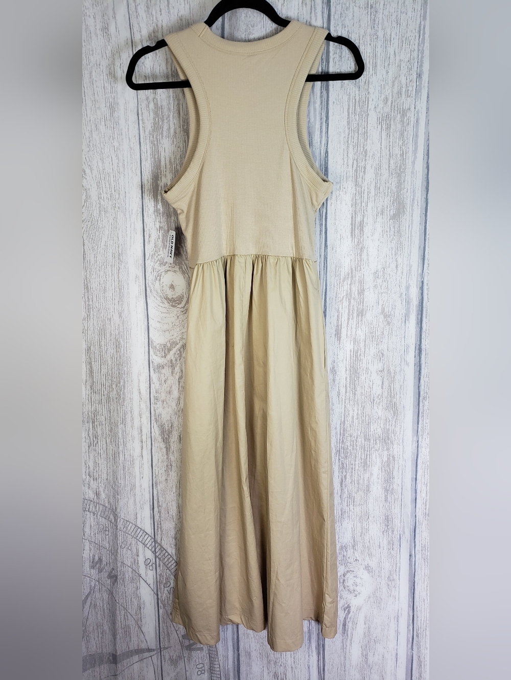 Old Navy sleeveless midi dress "Desert Floor" Poplin Skirt Knit Top Large New! - Picture 2 of 10